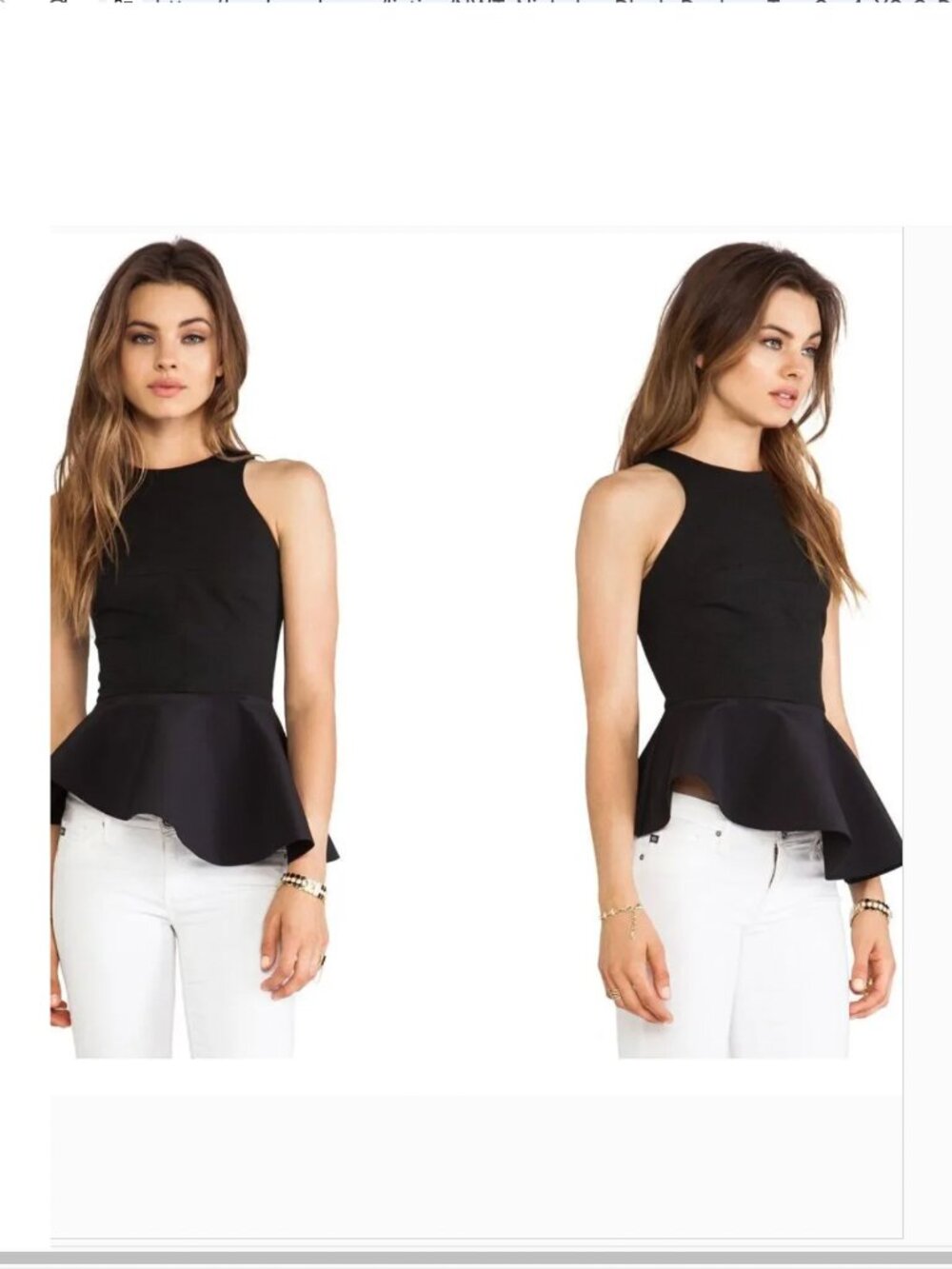NWT Nicholas Black Peplum Top Sz 4 XS S Ponti Asymmetrical Angled Sexy Feminine